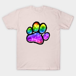 Rainbow Pawprint - Black T-Shirt